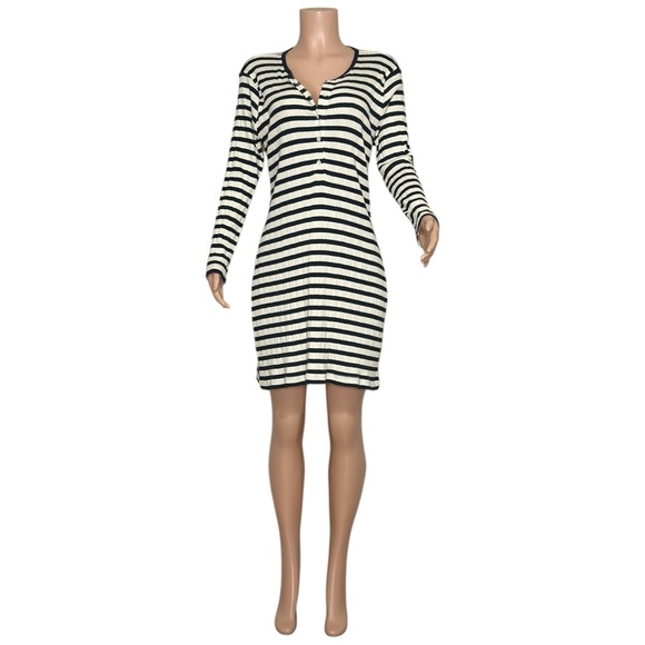 DÔEN Como Henley Sweater Dress, Marina San Simeon Stripe, XL - Picture 6 of 7